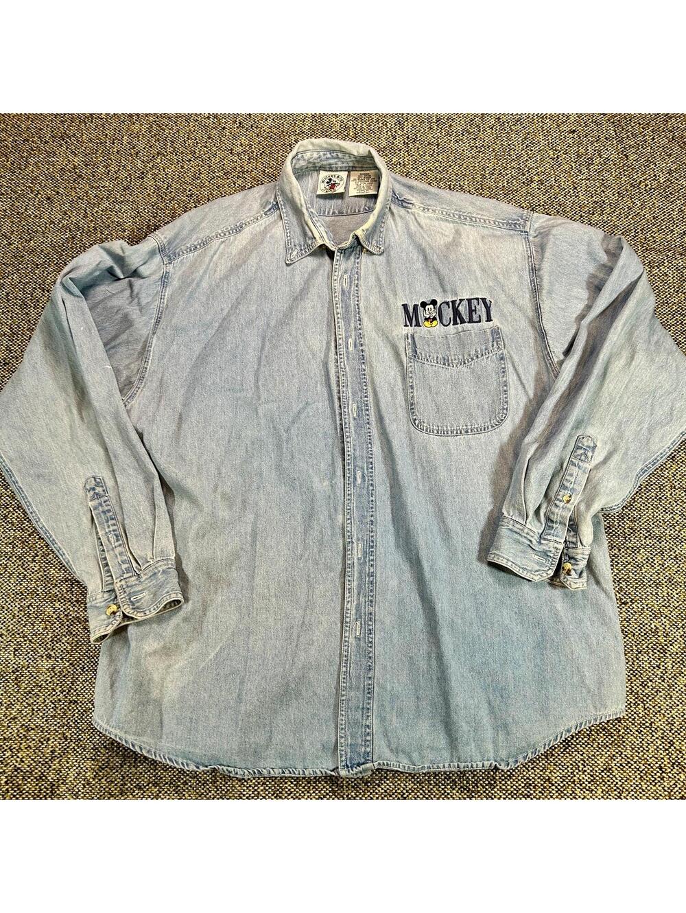 Vintage Mickey & Co J.G. Hook Embroidered Denim‎ Shirt XL 90s Disney
